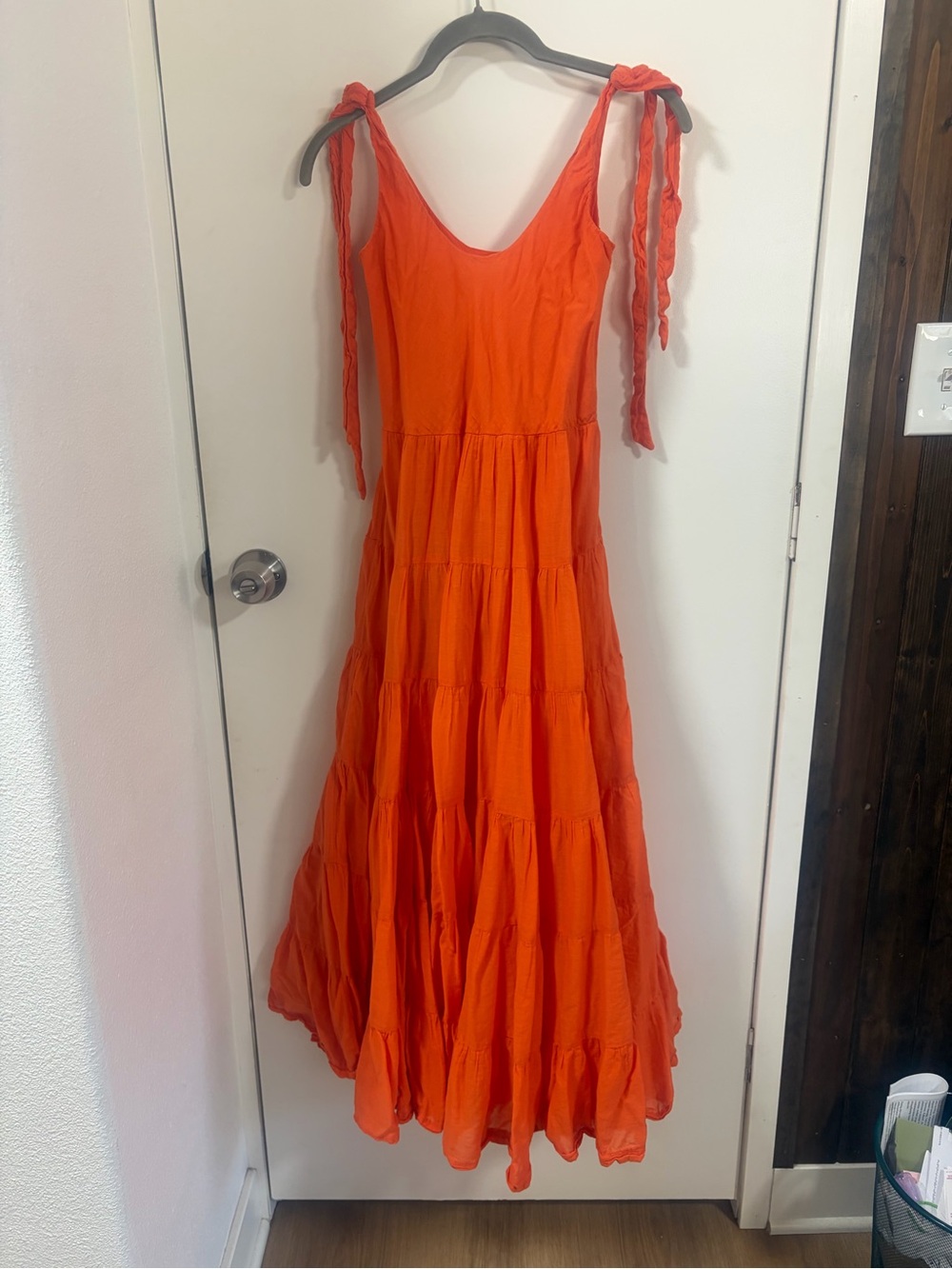 Urban Outfitters Orange Tie-Shoulder Tiered Maxi Dress